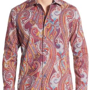 Robert Graham chestnuts paisley embroidery shirt